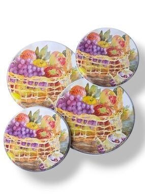 Burner Covers Stovetop Decorative Colorful Fruits Basket Multicolor 4 Piece Set